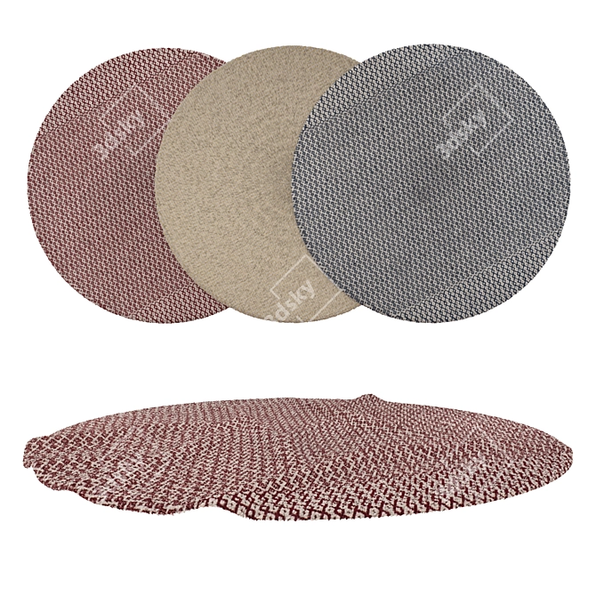 Versatile 6-Piece Round Carpet Set 3D model image 1