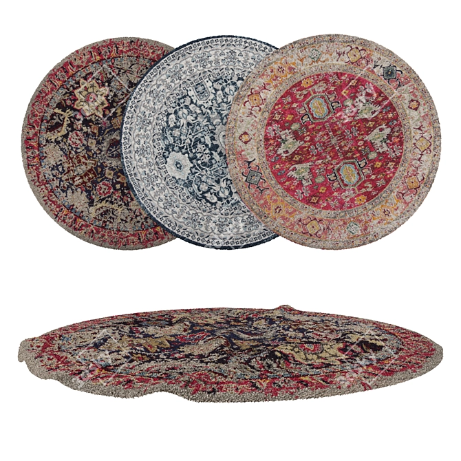 Versatile Round Carpets Set 3D model image 1