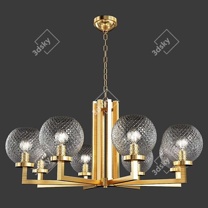 Elegant Brass Luster Fixture 3D model image 3