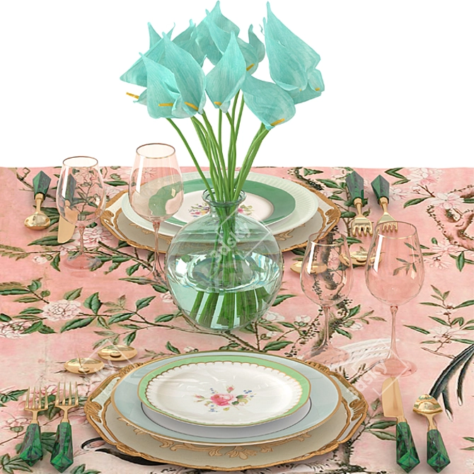 Perrin Table: Aethiopica Floral Design 3D model image 2