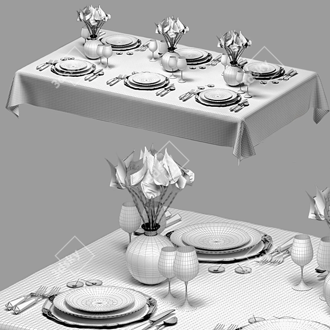 Perrin Table: Aethiopica Floral Design 3D model image 5