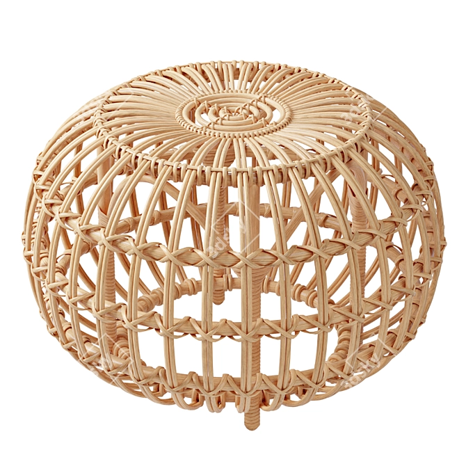 Title: Franco Albini Rattan Ottoman 3D model image 3