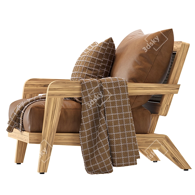 Claude Leather Outdoor Lounge Chair 3D model image 4