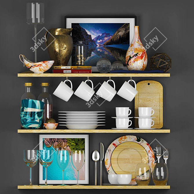 3D Kitchen Accessories Set 3D model image 1