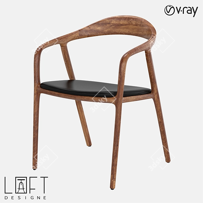 LoftDesigne 2425: Modern Wood & Eco Leather Chair 3D model image 1