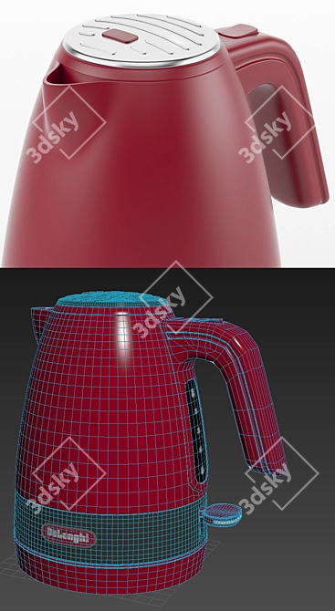 TurboRed Electric Kettle with Subdivision Ready Design 3D model image 4