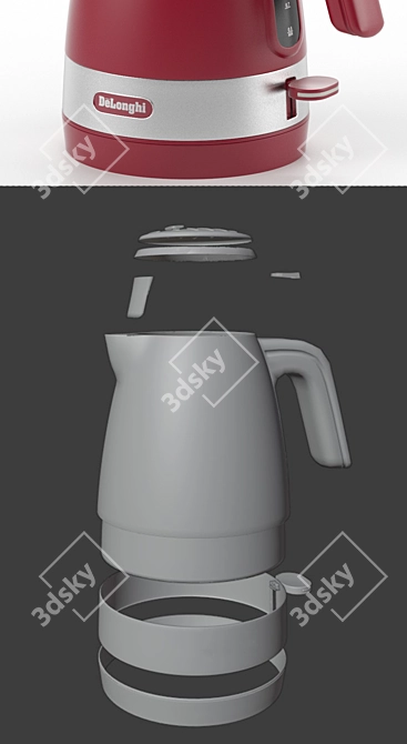 TurboRed Electric Kettle with Subdivision Ready Design 3D model image 5