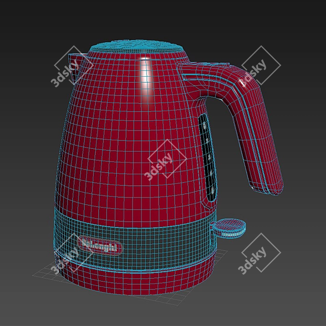 TurboRed Electric Kettle with Subdivision Ready Design 3D model image 6