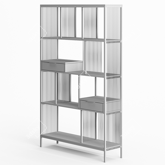 Modena Wood and Steel Shelf 3D model image 2