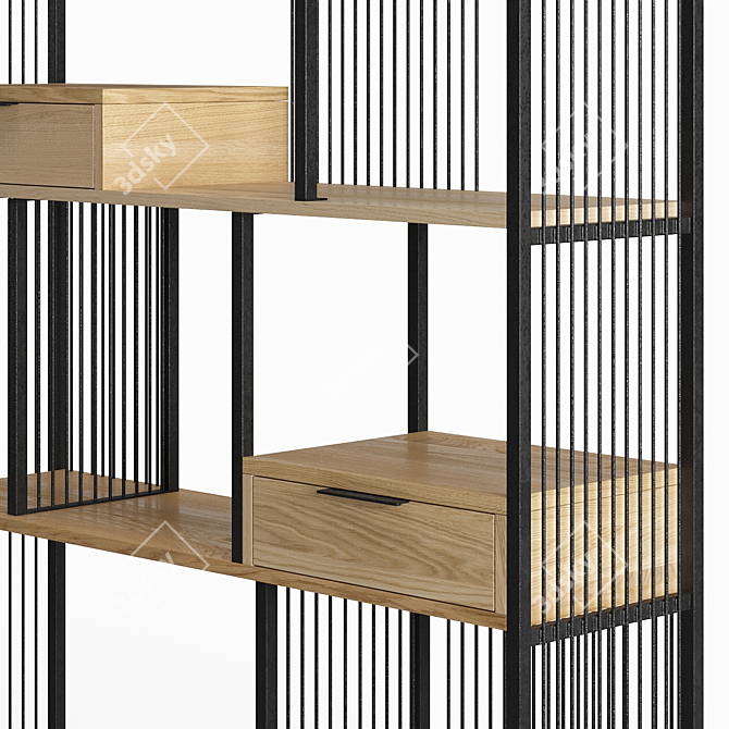 Modena Wood and Steel Shelf 3D model image 3