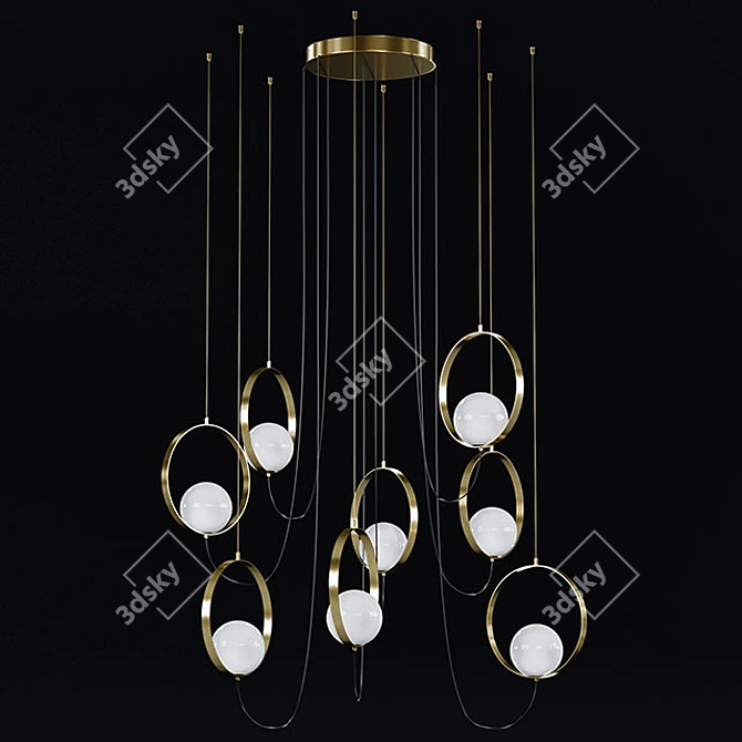 Golden Glow Halo Chandelier 3D model image 1