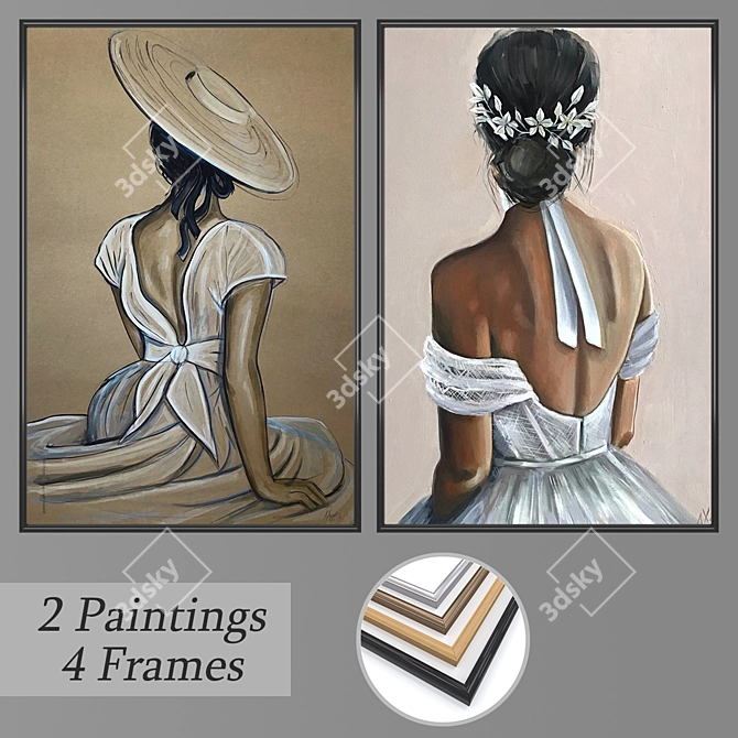 Modern Wall Art Set with Various Frames 3D model image 1