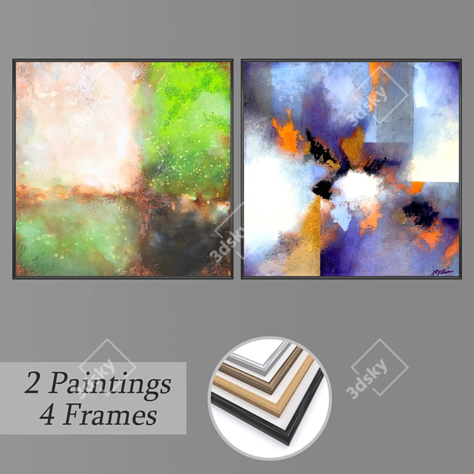 Decorative Wall Art Set with Various Frames 3D model image 1