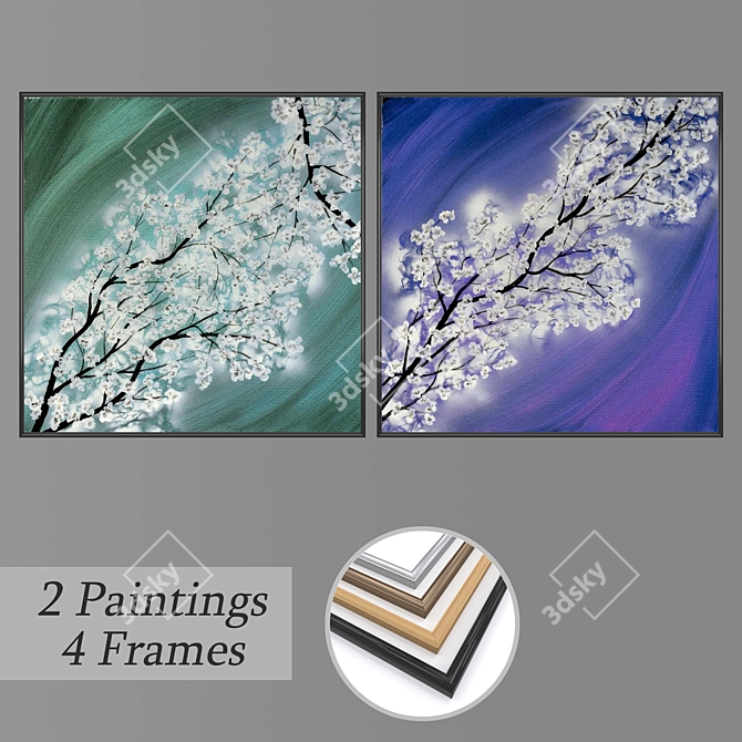 Artistic Wall Paintings Set 3D model image 1