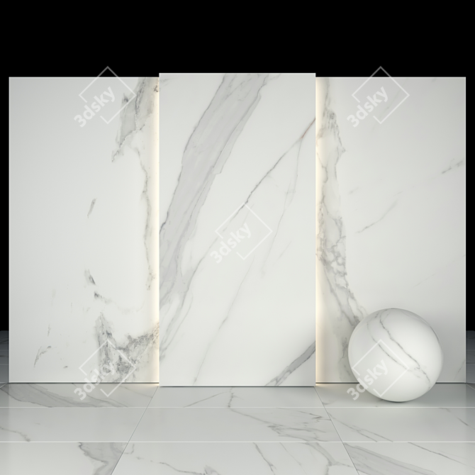 Elegant Afyon White Marble Collection 3D model image 1