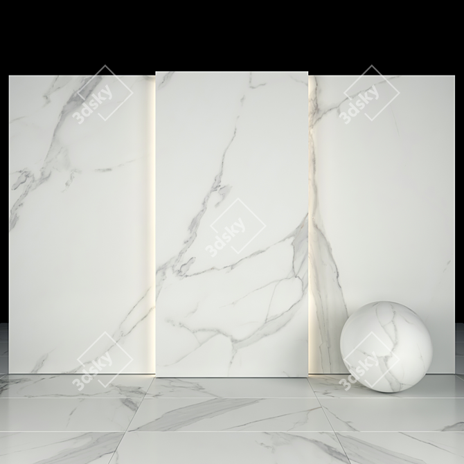 Elegant Afyon White Marble Collection 3D model image 2