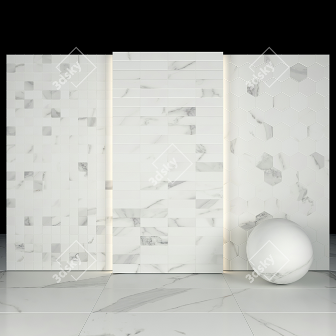 Elegant Afyon White Marble Collection 3D model image 3
