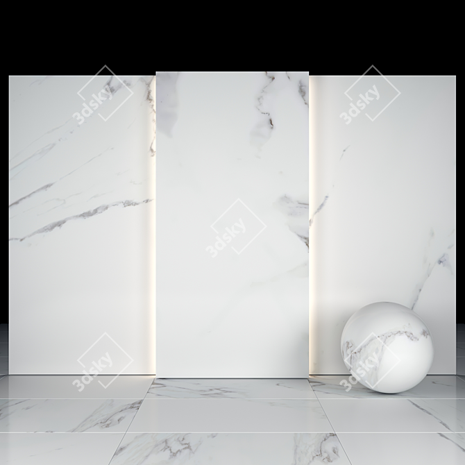 Elegant White Calacatta Marble 3D model image 2