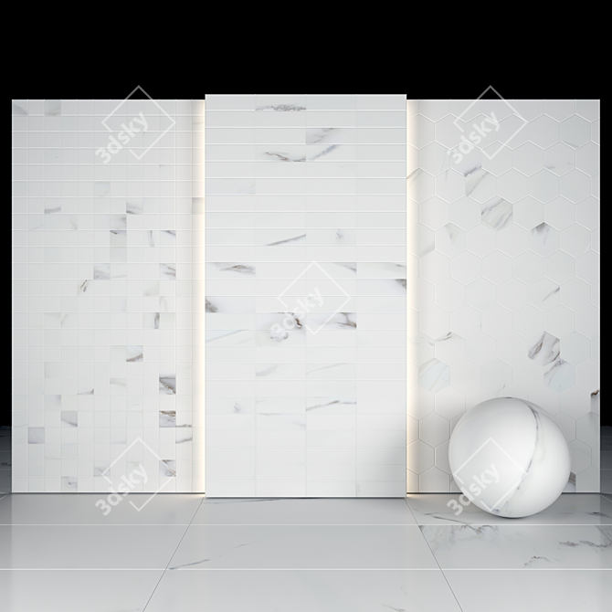 Elegant White Calacatta Marble 3D model image 3