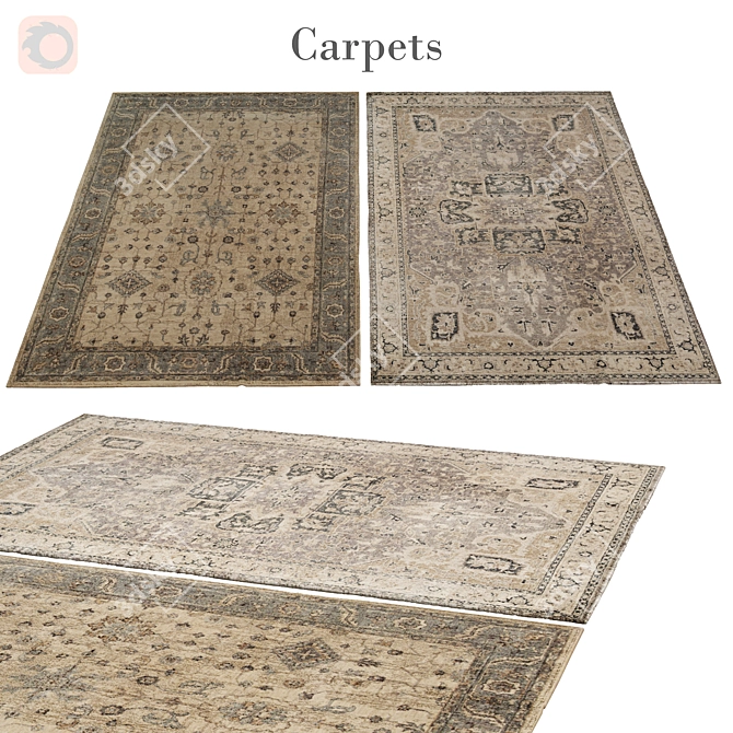 Polys: 3 888, Vets: 4 004 | Modern Rug 3D model image 1