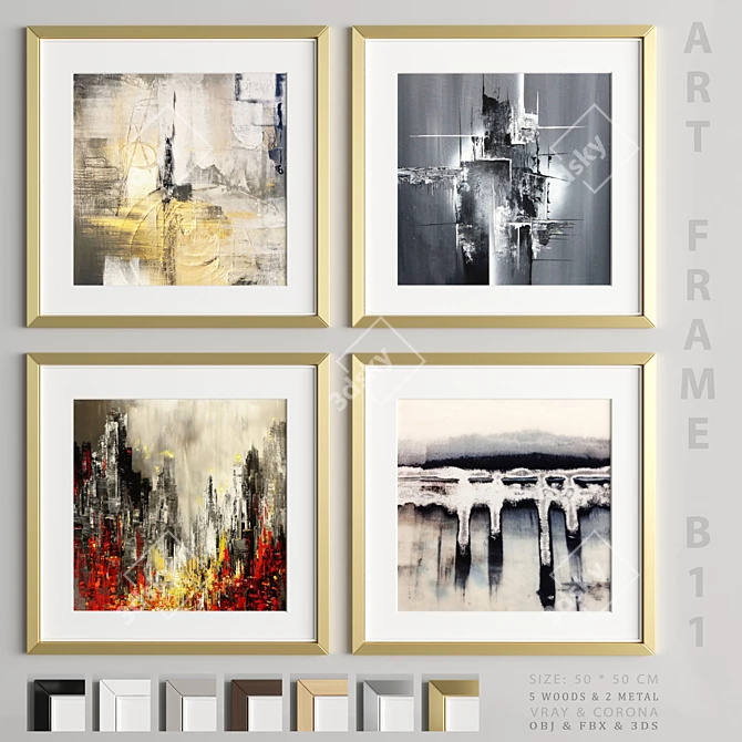 Elegant Art Frame Collection 3D model image 1