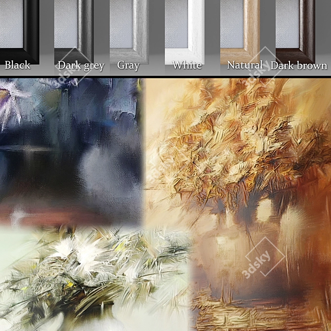 Modern Interior Set: 4 Paintings 3D model image 2