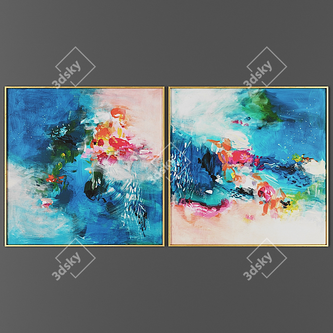 Elegance Frames Duo: Two-Piece Picture Collection 3D model image 1