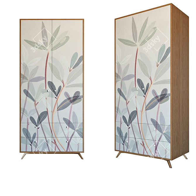 Floral Print Wardrobe: Compact and Stylish 3D model image 2