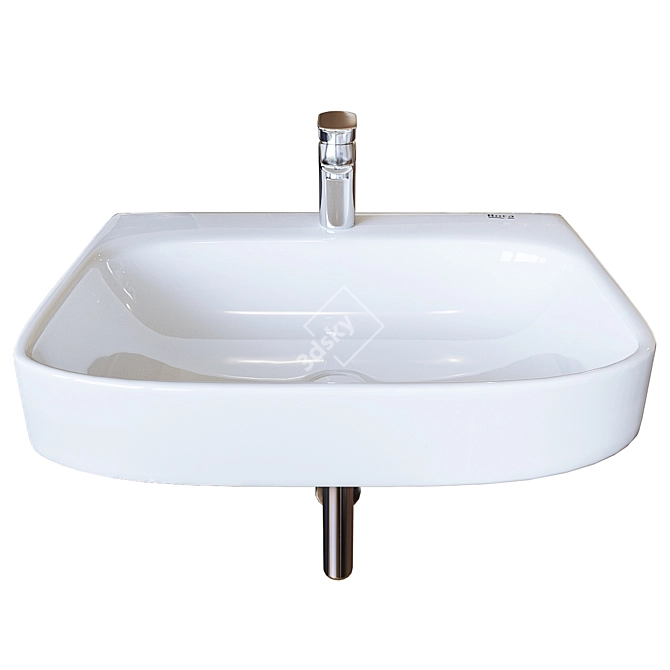 Sleek Roca Debba Wall-Hung Washbasin 3D model image 1