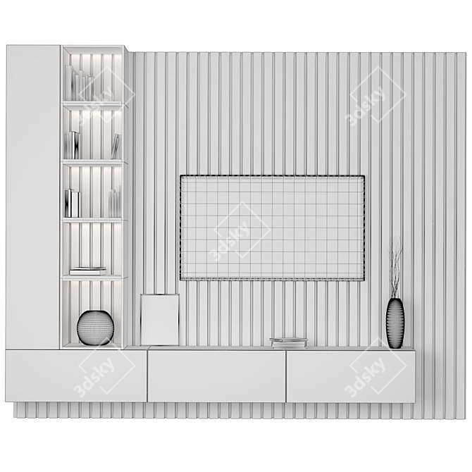 Minimalist TV Wall Unit 3D model image 4