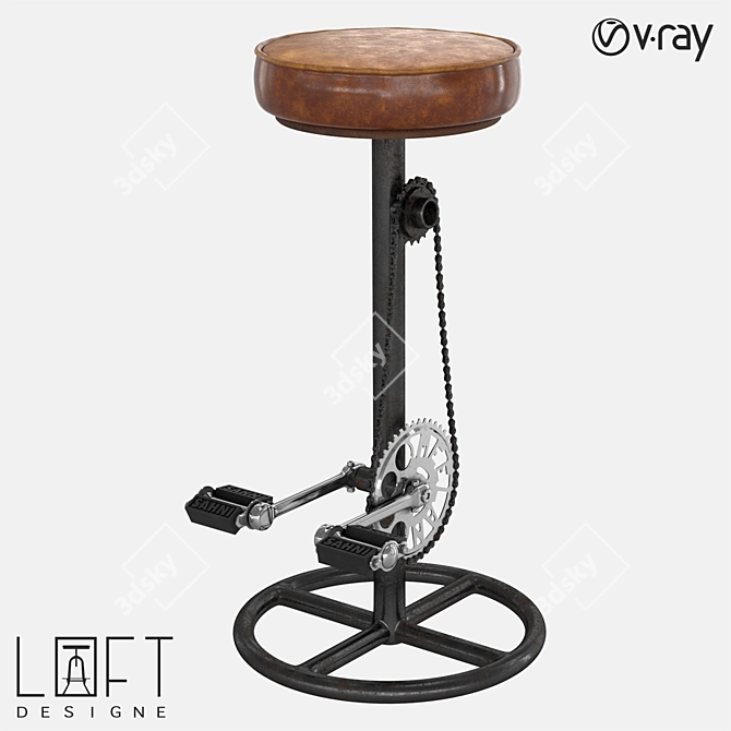 LoftDesign 3614 Metal and Leather Bar Stool 3D model image 1