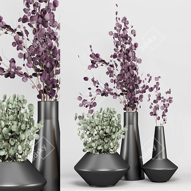 Elegant Eucalyptus Bouquet Set 3D model image 1