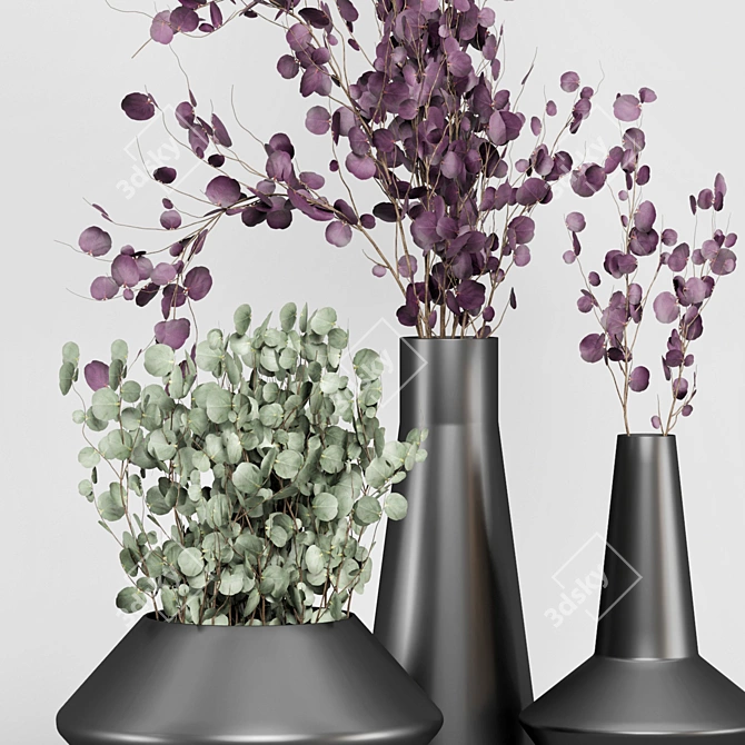 Elegant Eucalyptus Bouquet Set 3D model image 2