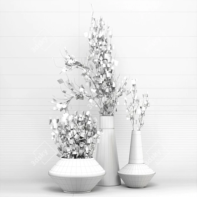 Elegant Eucalyptus Bouquet Set 3D model image 4