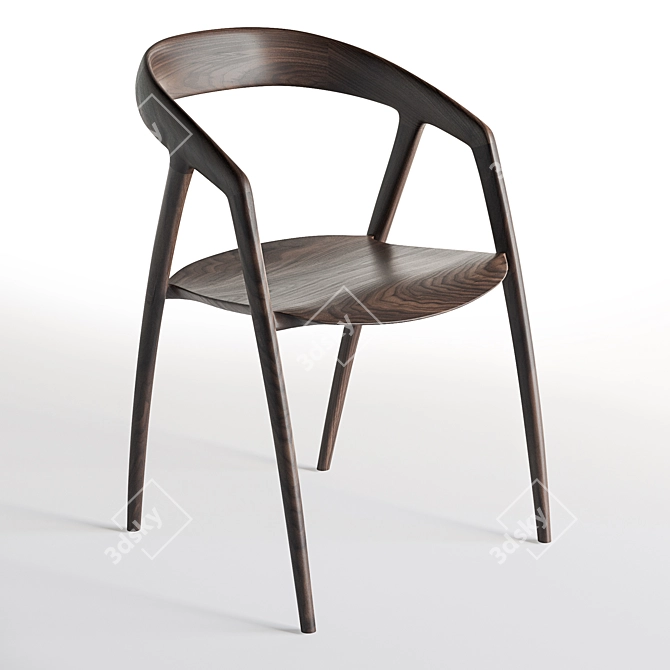 Modern Walnut DC09 Chair 3D model image 6