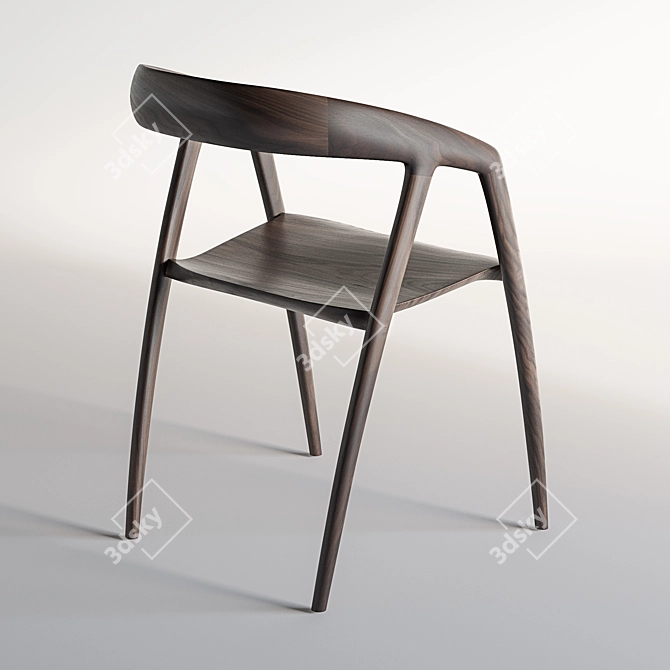 Modern Walnut DC09 Chair 3D model image 9