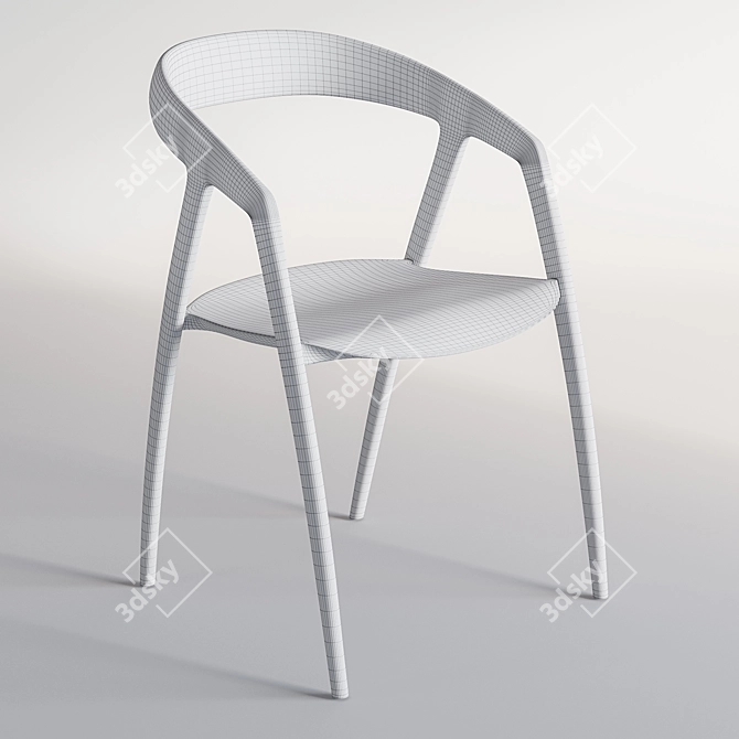 Modern Walnut DC09 Chair 3D model image 10