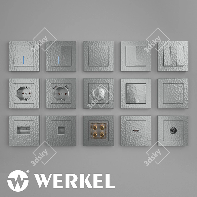 Werkel Hammer Series: Stylish Silver Electric Switches 3D model image 1