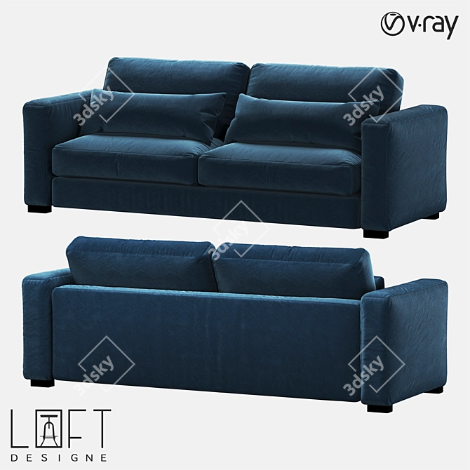 LoftDesigne 2985: Elegant Wood and Fabric Sofa 3D model image 1