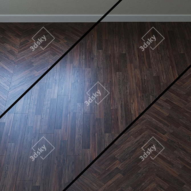 Vintage Elm Parquet Board 3D model image 1