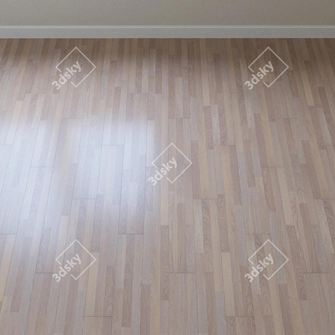 Whitewashed Ash Parquet Flooring 3D model image 2