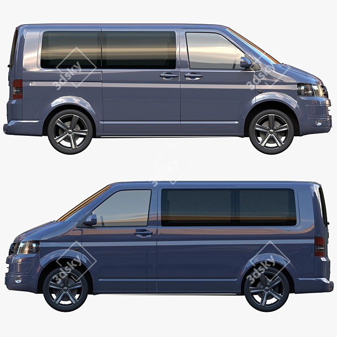 VW Multivan T5: Spacious 7-Seater Van 3D model image 5