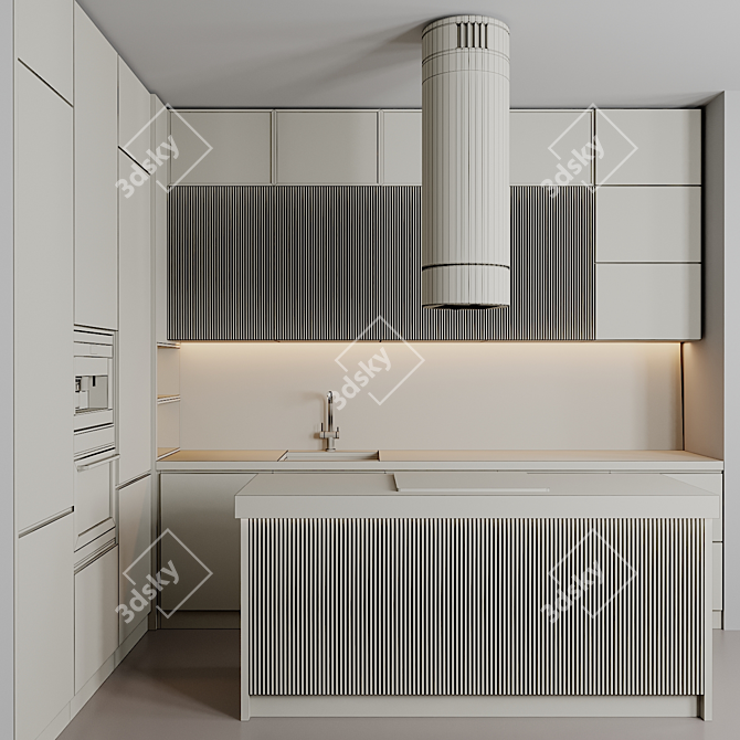 Modern Kitchen Design Set 3D model image 5