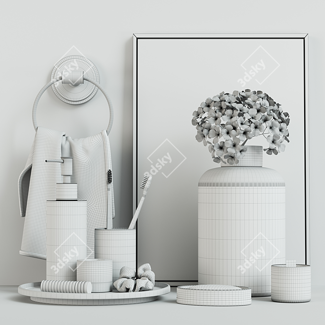 Elegant Bathroom Décor Set 3D model image 5