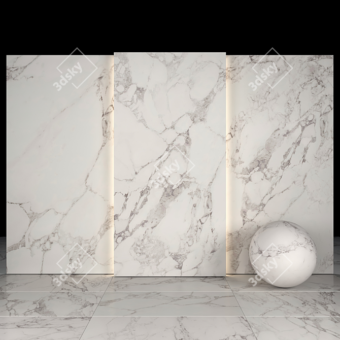 Arabescato Marble Texture Collection: Slabs, Tiles, and More 3D model image 2