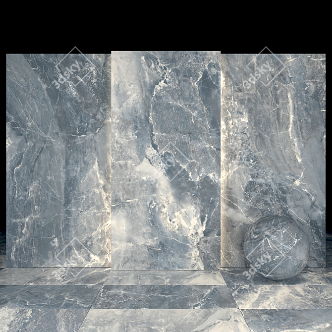 Elegant Alpin Black Marble Slabs 3D model image 1