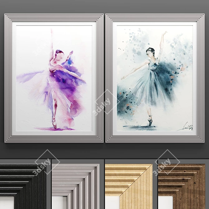 Modern Art Frame 712: 2 Frames, 4 Textures 3D model image 1