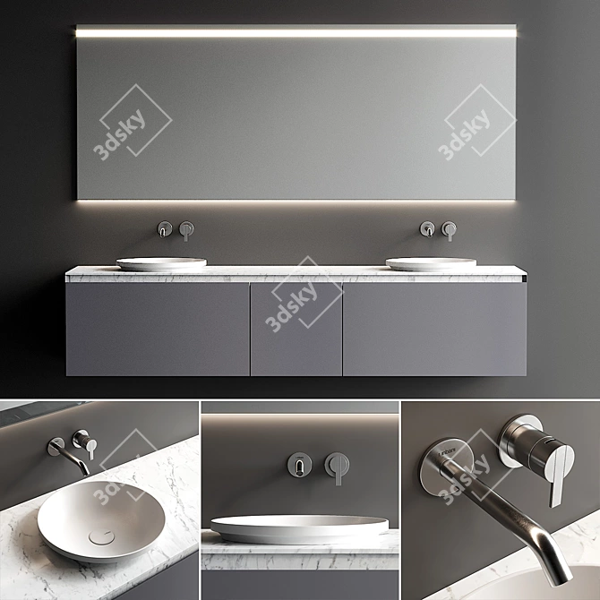 Strato 02 Wooden Vanity Set 3D model image 1