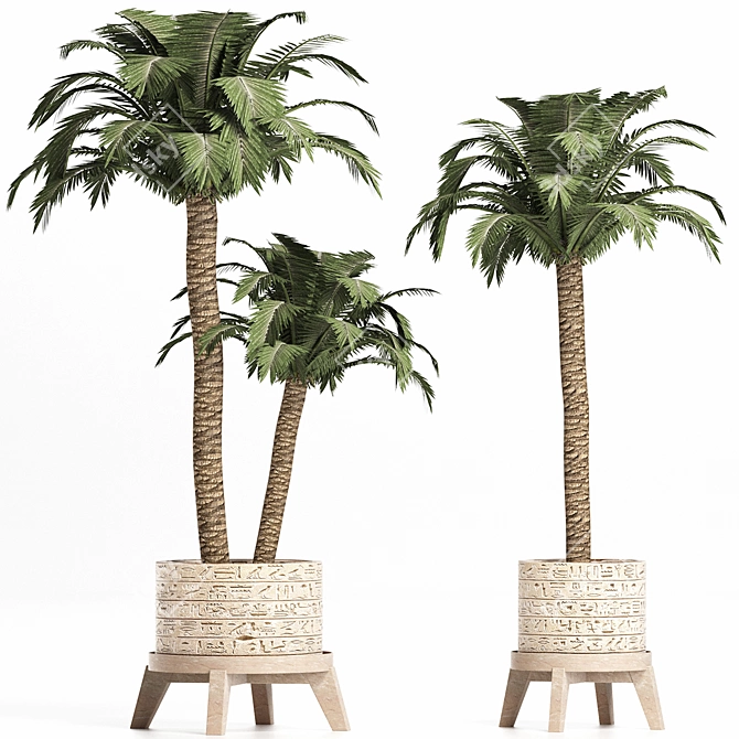 Egyptian Style Palm Tree Planter 3D model image 1