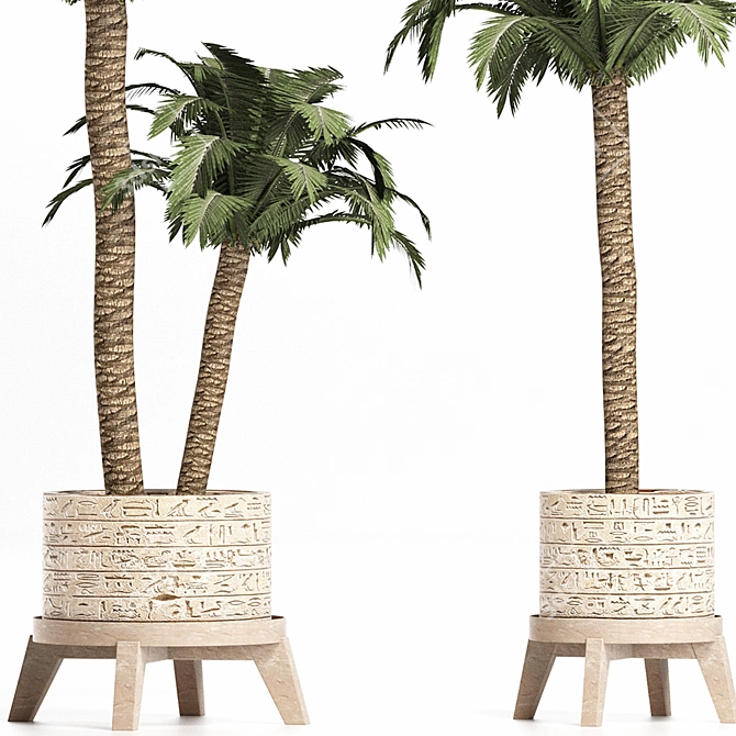 Egyptian Style Palm Tree Planter 3D model image 2